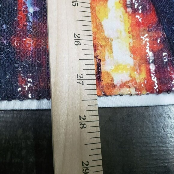 𝅺TESA Moda Glowing Music Painting Blouse Sequins Art To Wear Water Color M - Picture 8 of 12
